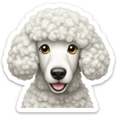 A white poodle pretending to be a sheep sticker