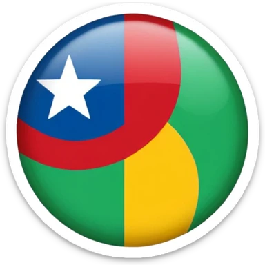 Emoji de bandera, mitad, azul y mitad inferior verde con un círculo rojo en el centro de la bandera en forma de rueda sticker