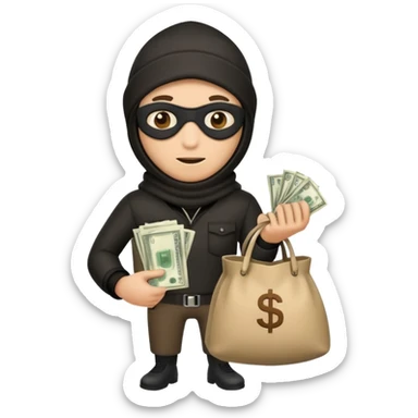 Robber emoji holding a bag of money sticker