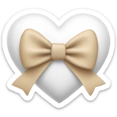 White heart with a beige bow sticker