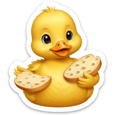 Un pato bebe comiendo migajas de pan sticker