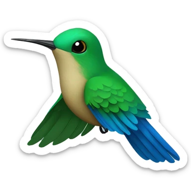 Colibrí chiquito verde con azul volando sticker
