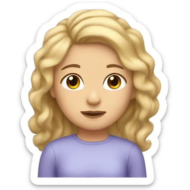 Girl with brown hair and blonde streaks sleeping sticker