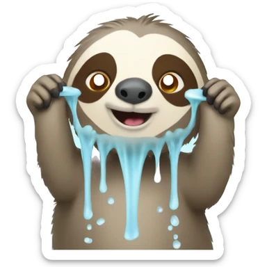 sloth taking soapy shower sticker