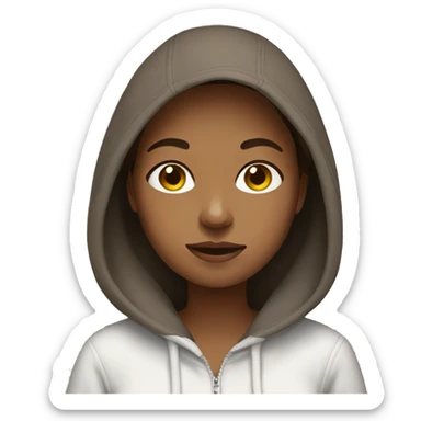 brown haired girl wearing a hoodie texting  sticker