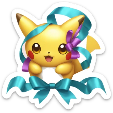 Shiny colorful Pokémon with ribbons sticker