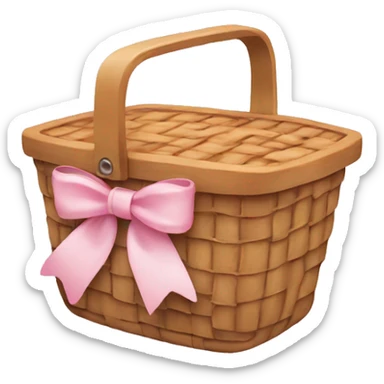 Picnic  basket in light pink bow sticker
