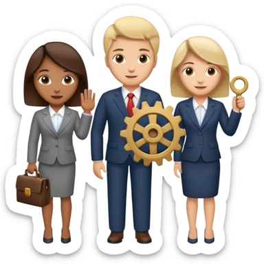 group of people with a gear, CRM theme sticker