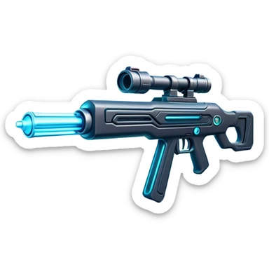 Clash of Clans aesthetic: Cinematic Playful Laser Rifle Emoji, rendered in a 3D vector-style similar to standard emojis with minimal shading and bold, simplified shapes. A compact, sleek energy weapon with futuristic contours and a glowing barrel, softly glowing with a sci-fi battle charm. Simplified yet unmistakably iconic, highly detailed and consistent, glowing with a soft pulsating radiance and high shine. Stylized with a touch of cosmic engineering and a soft glowing outline, capturing the essence of a cutting-edge energy armament with a playful, dynamic aura! sticker