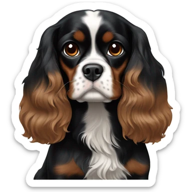 Completely black Cavalier King Charles spaniel sticker