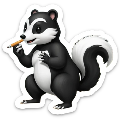 skunk smoking a cigarette chasing a bear sticker