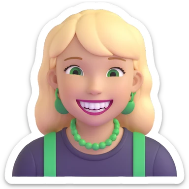 girl with green braces on her teeth smiling sticker