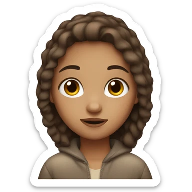 cozy girl with brown hair sticker