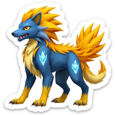 Pyroar-Sergal-Manectric-Luxray-Fakémon-fusion-animal-creature, full body  sticker