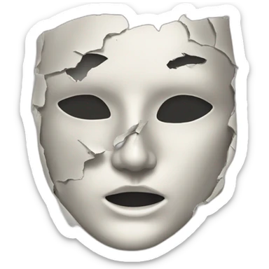 Torn mask superimposed on the face sticker