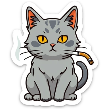Nebelung cat smoking a cigarette sticker