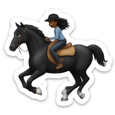 A black horse w a girl riding it sticker