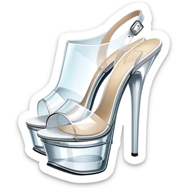 ultra realistic pair of platform open toe glass heels sticker