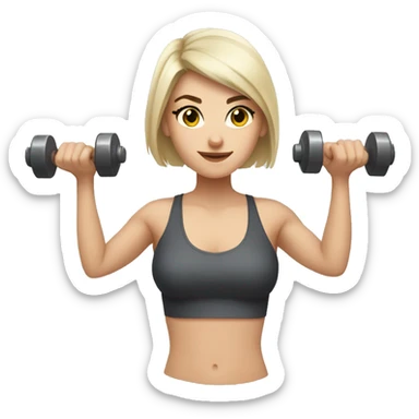 White Girl with dark short hair with dumbbells sticker