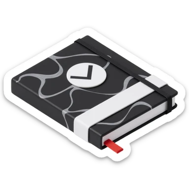 composition notebook, black and white marbled sticker