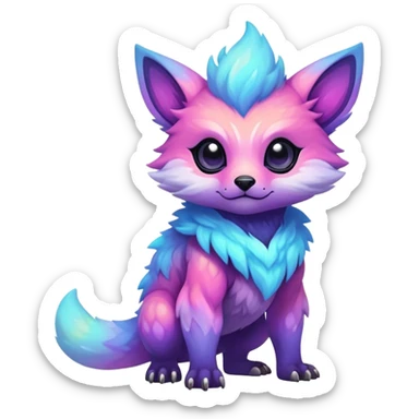Epic Edgy Cute Colorful Vibrant Pastel Nebula Modern Vernid-Protogen-creature-animal, full body sticker