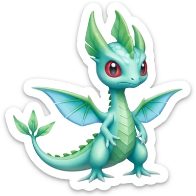 Icy Snowy frost flaky ethereal Celebi-Salamence-Grovyle-creature (full body) sticker