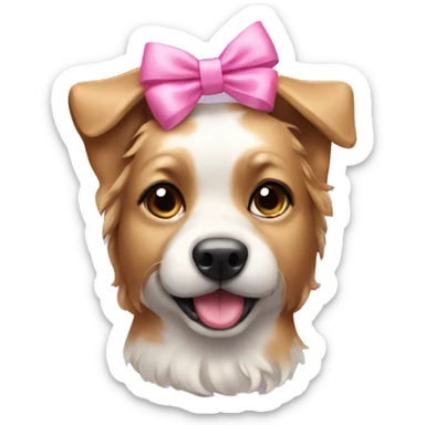 Dog wearing a pink bow sticker