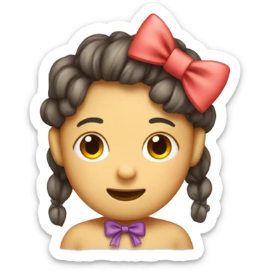 Cute bow on head of shy emoji sticker