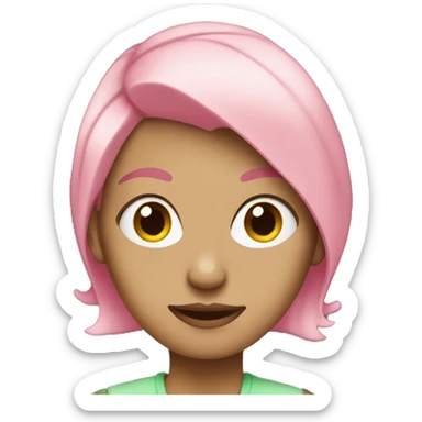 White Woman with split pink and gren hair sticker