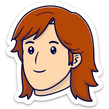 man's head with long gingery brown mullet looking to the left sticker