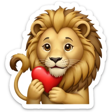 lion holding heart sticker