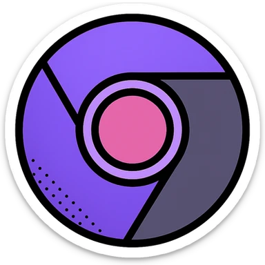 chrome browser icon, flat icon style, color scheme purple dark grey, stippling effect, low detail, suitable for ico format, work use, alternate version sticker