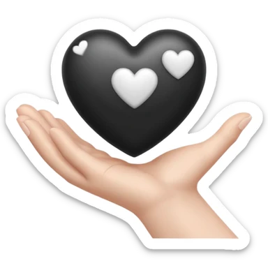  black and white heart in hand sticker