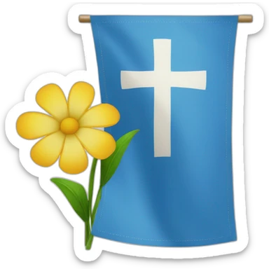 blue flag with 4 lys flower and white cross sticker