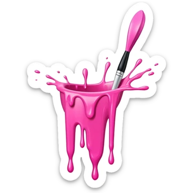  flying art brush dripping pink slop  sticker