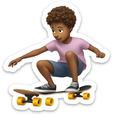 a youngster pushing another on a skateboard sticker