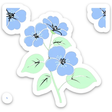 Artistic Japanese hydrangea (ajisai) flower in zen-inspired minimalist style, soft color palette, calligraphic brush-like strokes, with seasonal raindrop elements sticker