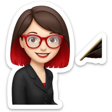 Brunette in red  glassespianista sticker