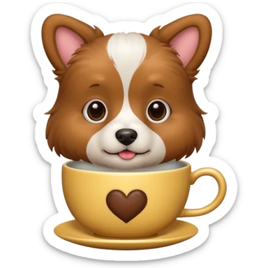 dog with tea cup sticker