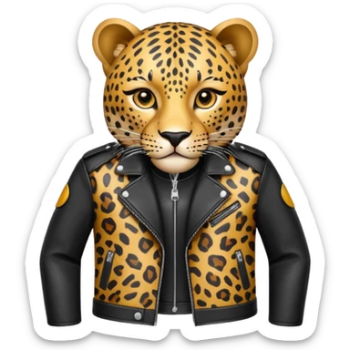 leopard in stylish leather jacket sticker