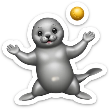 a Circus cute seal juggling two metal ball sticker