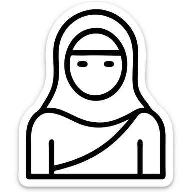 a woman with a hijab, outlined icon style, neutral expression sticker