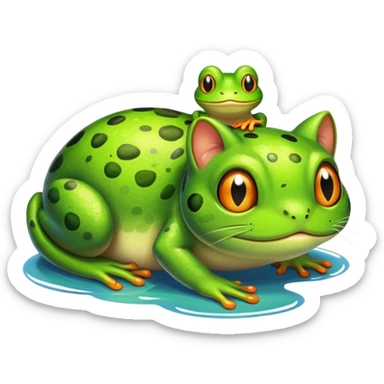 chat et grenouille  sticker