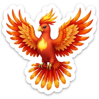 Phoenix force from marvel in a shape of flame bird towards screen with spread wings sticker