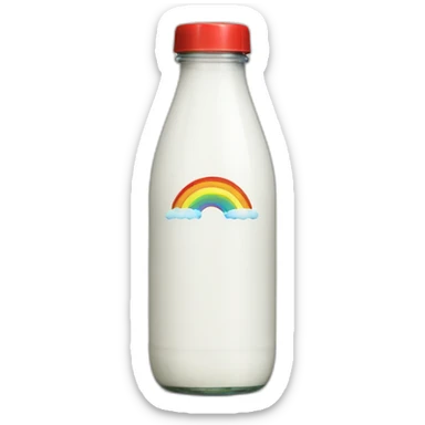 do not drink sign on milk bottle with rainbow color cap sticker