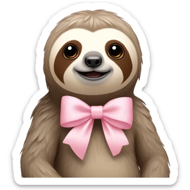 Light beige sloth with light pink bow on head sticker