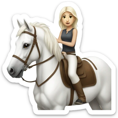 Girl riding white horse sticker