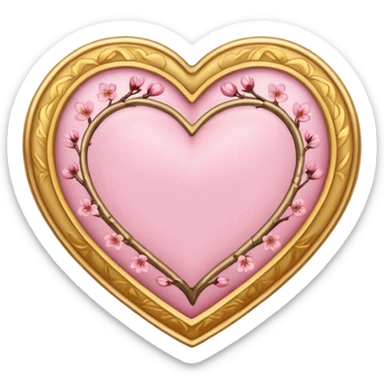 sakura heart with a golden frame sticker