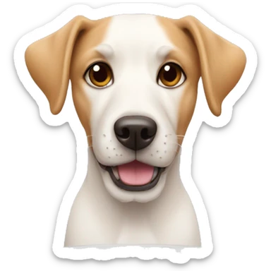 dog with treats in dog bowl in front of him sticker