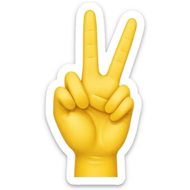 Right yellow hand
Peace sign but with thumb extended out  sticker